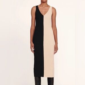 STAUD Black and Cream Dress
